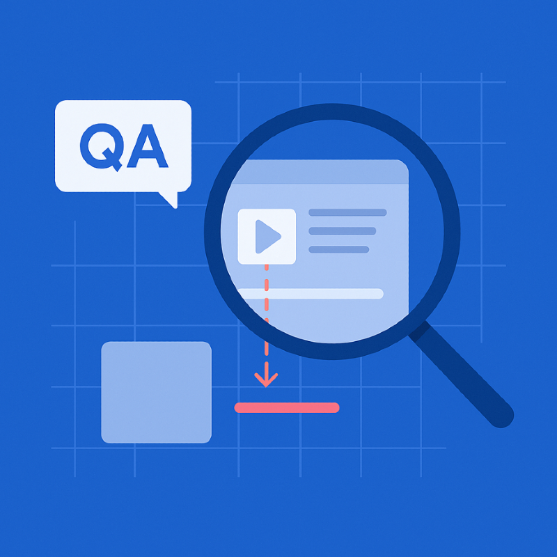 Illustration of a QA inspection highlighting a subtle interface issue inside a product screen, representing a hidden UX trust breaker that can undermine user confidence.