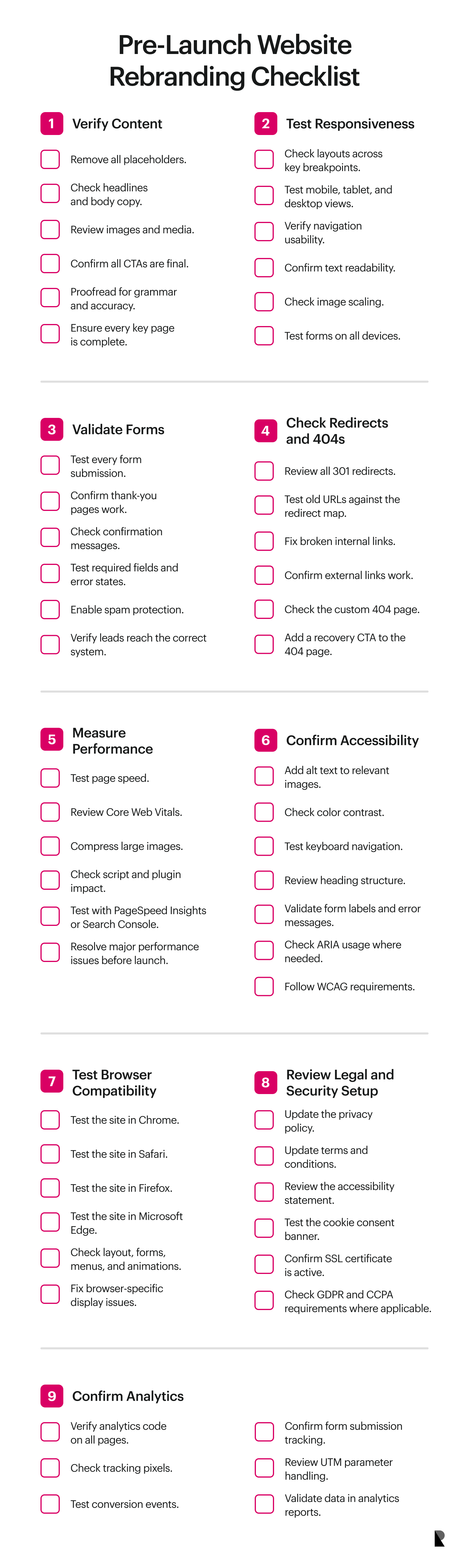 website rebranding checklist