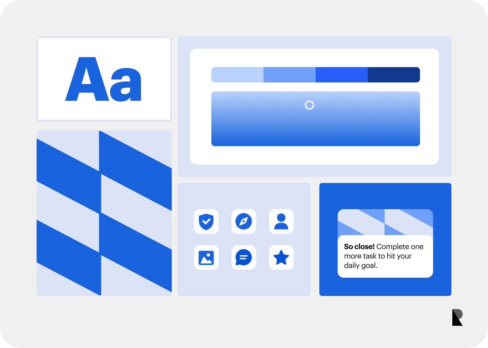 Abstract collage showing how color, typography, layout, and product cues can make a fictional brand recognizable without a logo