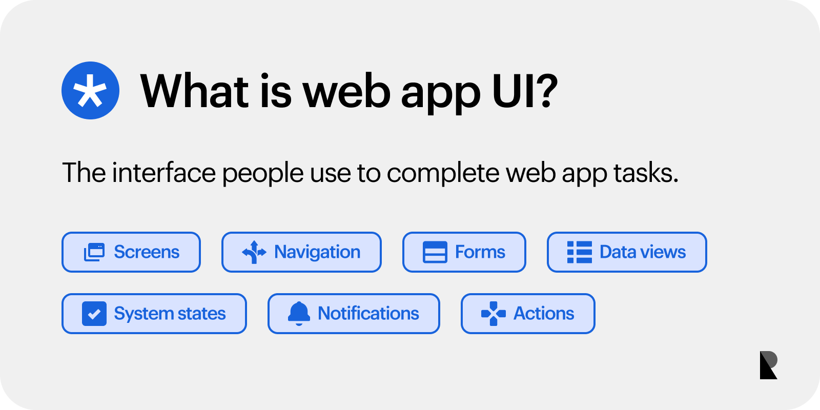 Definition of web app UI with its main interface components.