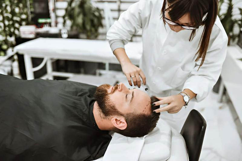 man undergoing a cosmetic procedure