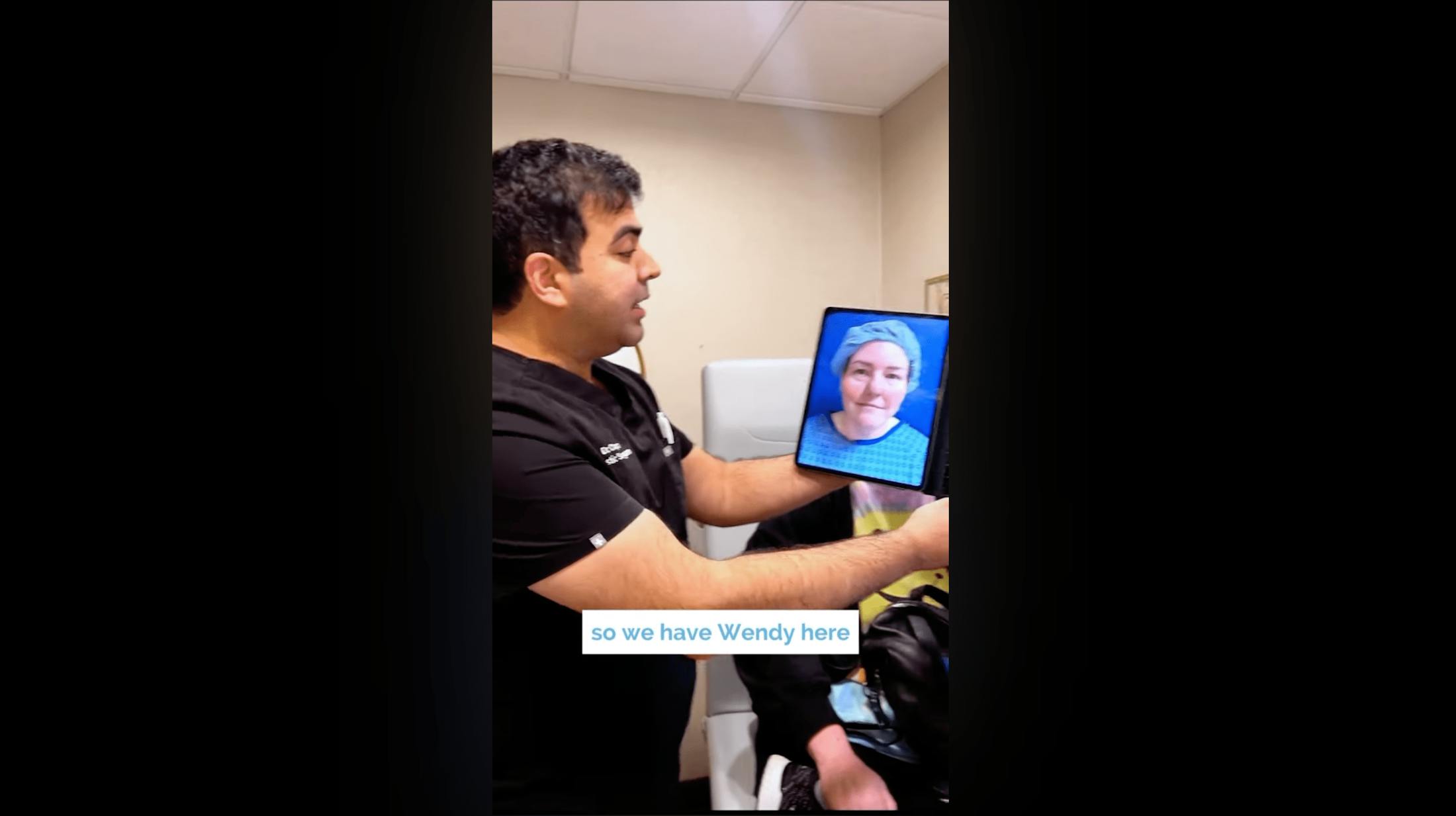 Dr Chopra with blepharoplasty patient