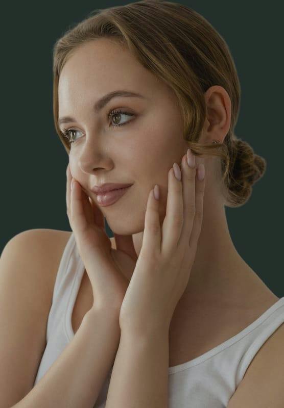 women holding her face