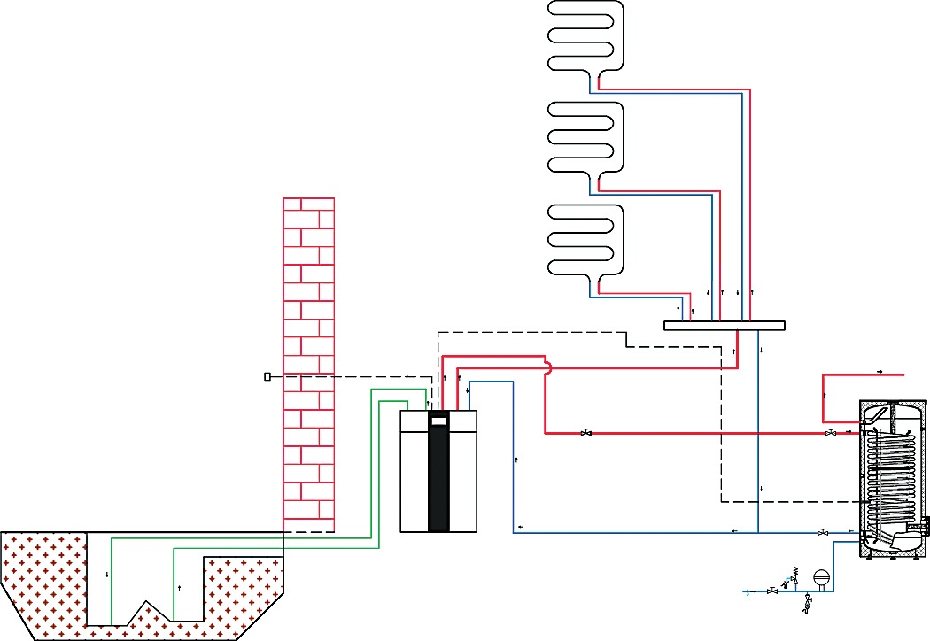 Schemat podłączenia instalacji pompy ciepła Galmet Maxima