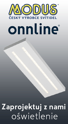 Baner reklamowy modus onnline z lampą oświetleniową