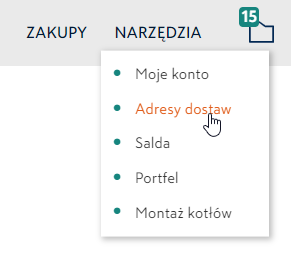 Menu - Narzędzia - Adresy dostaw