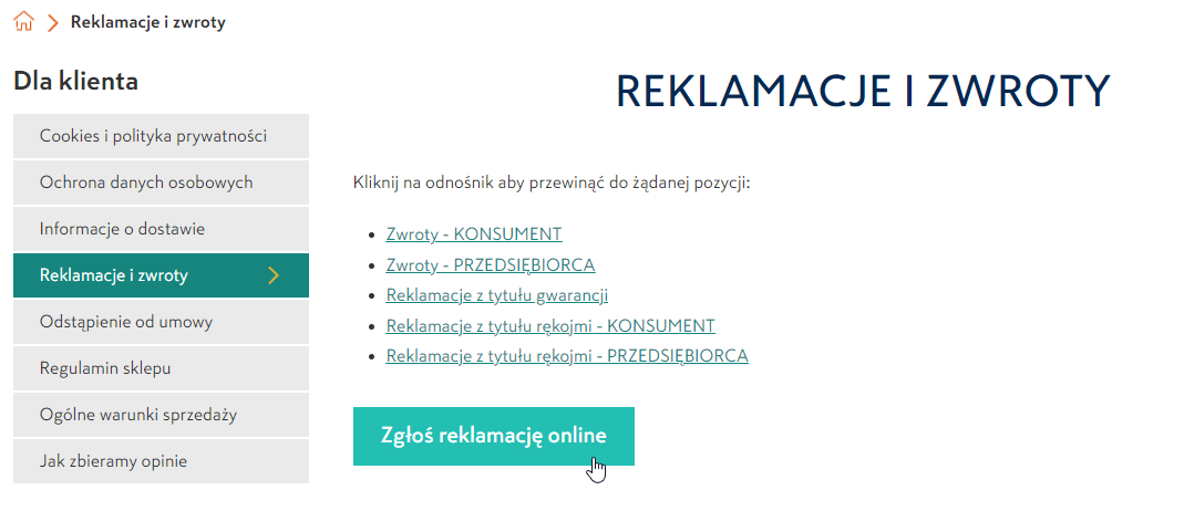 Zgłoś reklamację - reklamacje i zwroty