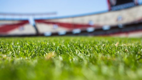 Fotbalový trávník na stadionu