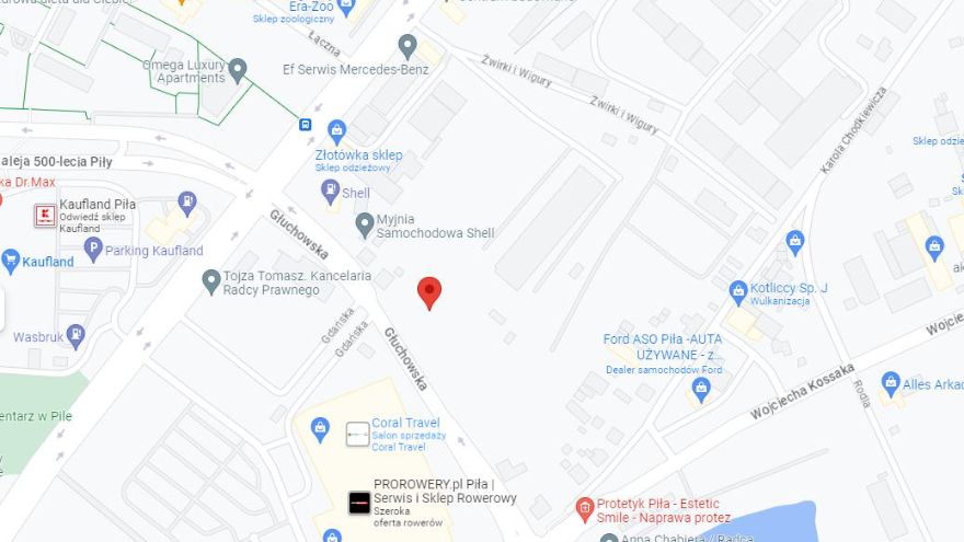 Mapa google z adresem biura handlowego Piła