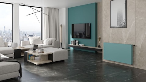 Nowoczesny salon z widokiem na miasto