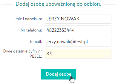 Osoby upoważnione - dodawanie