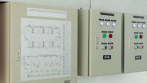 Fire protection system control panel with an expander on the wall