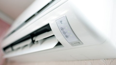 Air conditioning indoor unit in the room on the wall