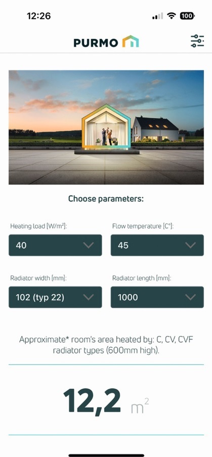 Zrzut ekranu aplikacja Purmo Calculator
