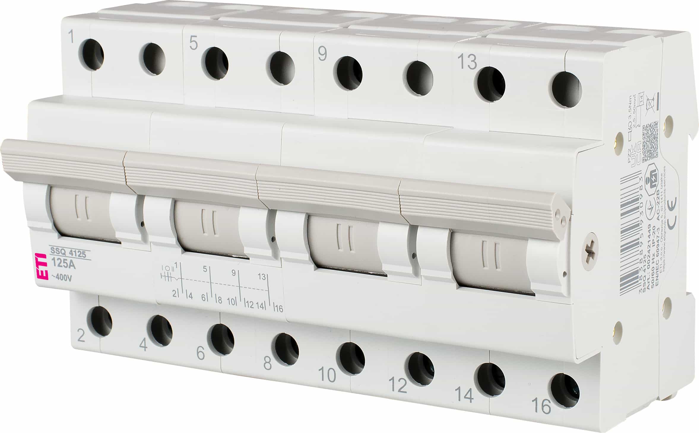 Модульний вимикач живлення SSQ ETI 125A Modułowy przełącznik zasilania SSQ ETI 125A