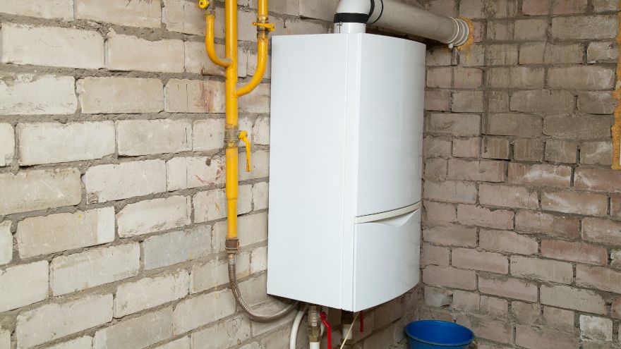 Elektryczny kocioł na ścianie w kotłowni