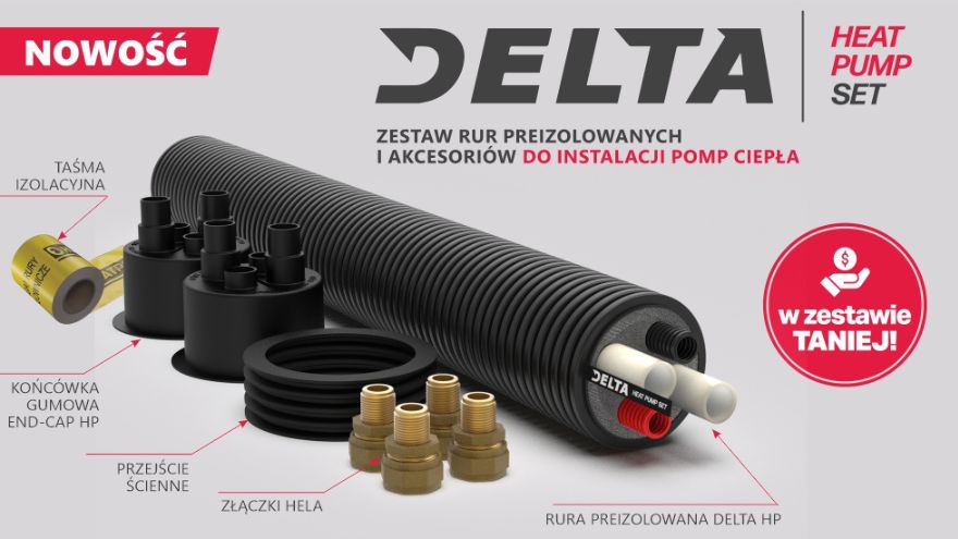 Zestaw rur preizolowanych Heatpex Delta do instalacji pomp ciepła