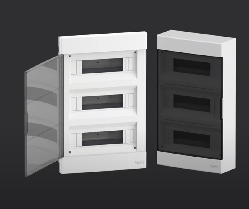 Комутатор із корпусом Schneider Electric Easy 9 EU на чорному тлі