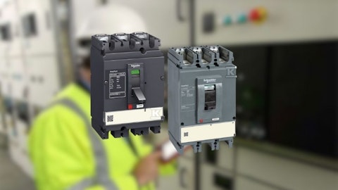 Kompaktowe wyłączniki do obwodów elektryczny Schneider Electric CVS na rozmazanym tle