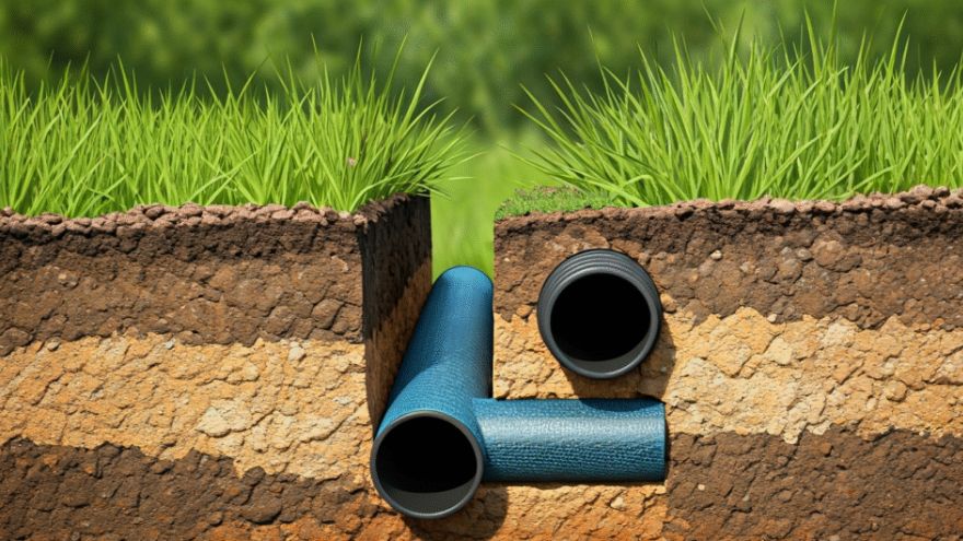 Ілюстрація дренажу ґрунту дренажною трубою