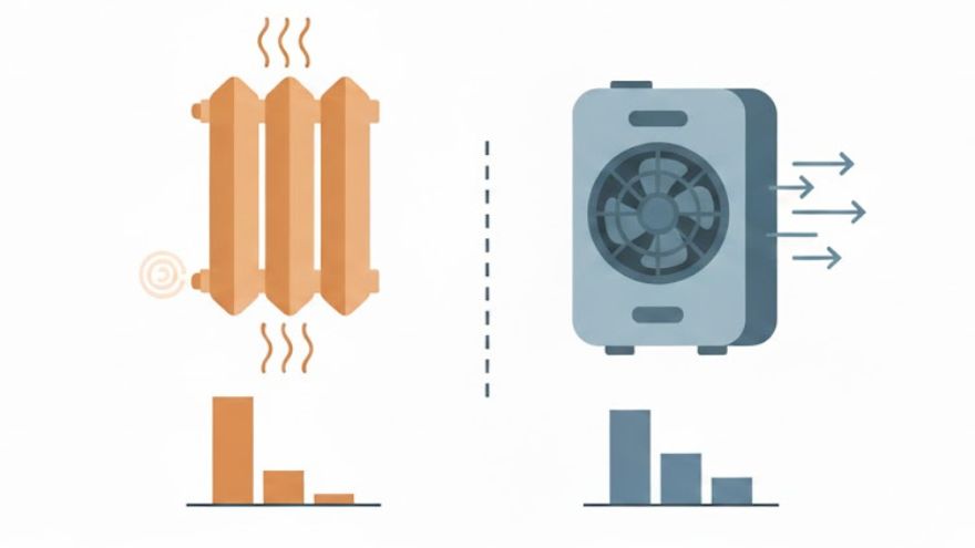 Порівняння ефективності радіатора та обігрівача