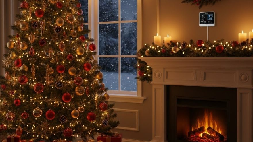 Затишна, святково прикрашена вітальня