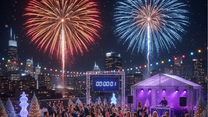 Новорічна вечірка з феєрверками