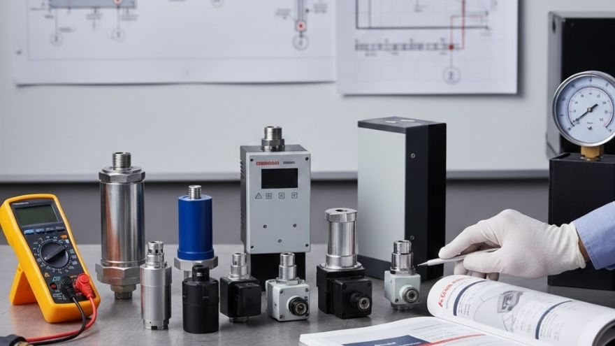 Різні види промислових реле тиску та датчиків