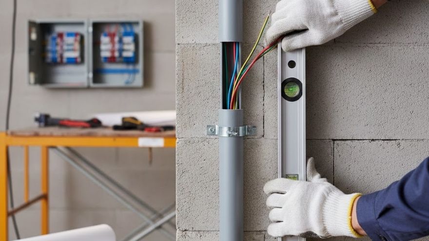 Montaż rur elektroinstalacyjnych z przewodami