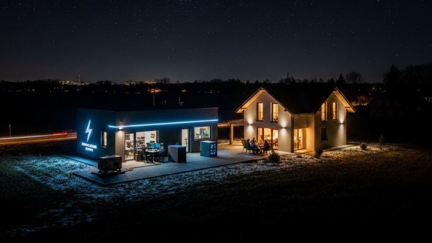 Освітлений дім і компанія під час блекауту