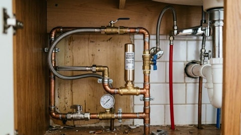Tłumik uderzeń hydraulicznych zamontowany w domowej instalacji