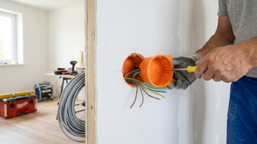 Montaż puszki elektrycznej w gipsokartonie