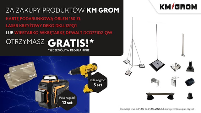 Promocja KM Grom - Karta Orlen, laser krzyżowy lub wiertarko-wkrętarka GRATIS!