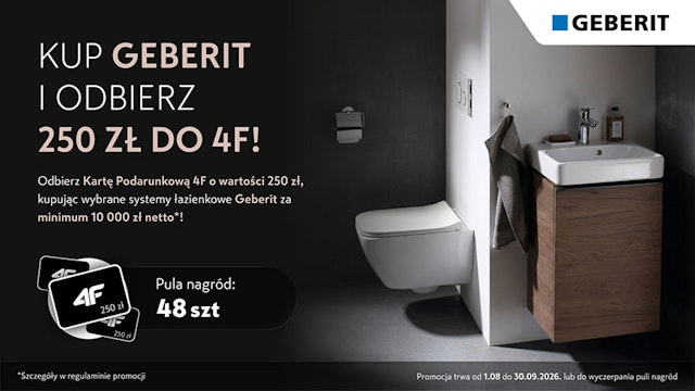 Promocja Geberit - Karta 4F 250 zł Gratis!