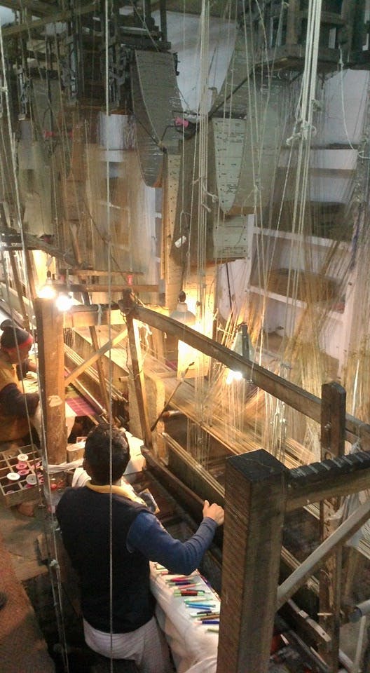 laboratorio di tessuti broccati Metha-Banaras