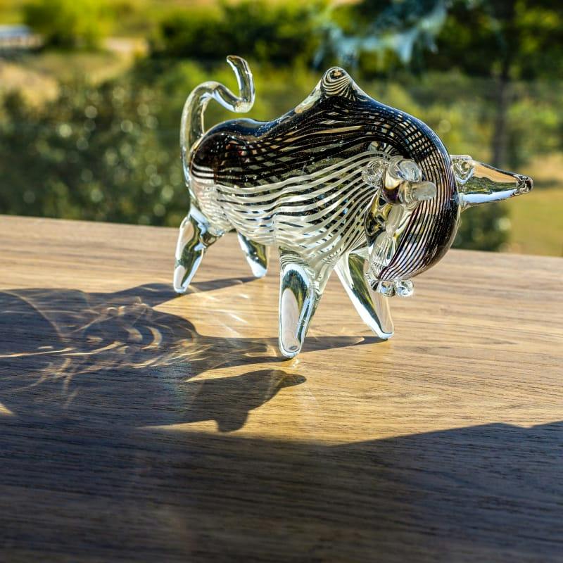 small glass bull
