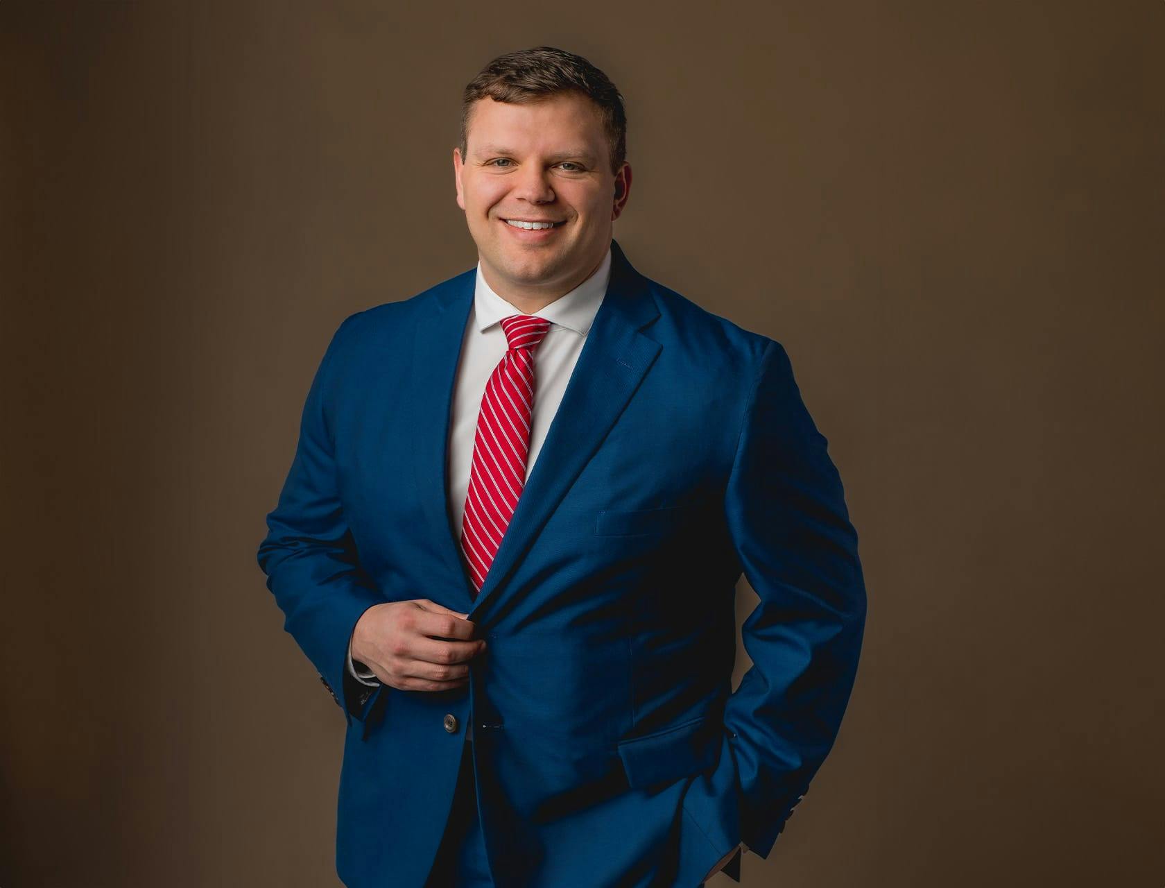 Benjamin Dubose in blue suit