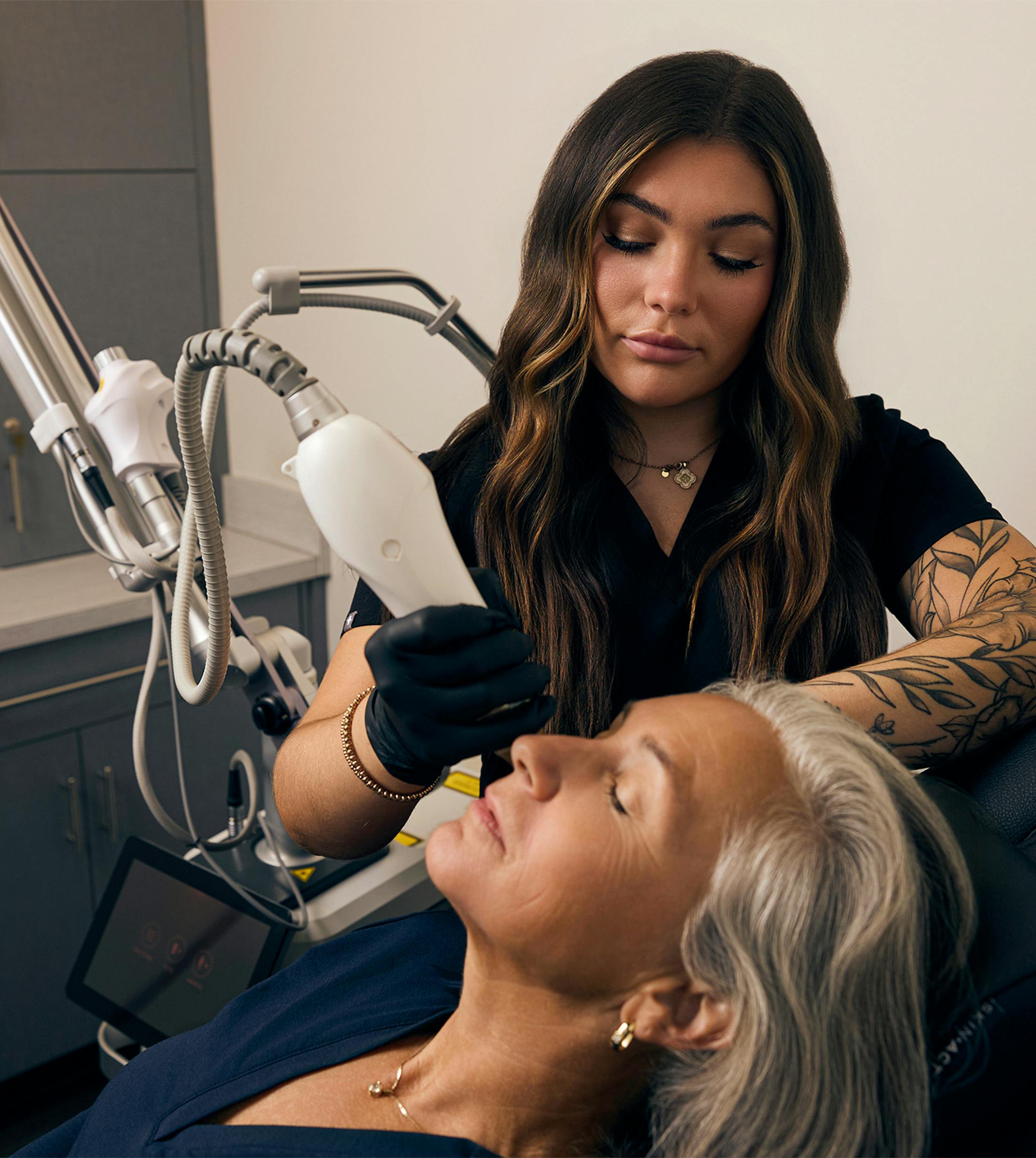 woman and doctor during procedure