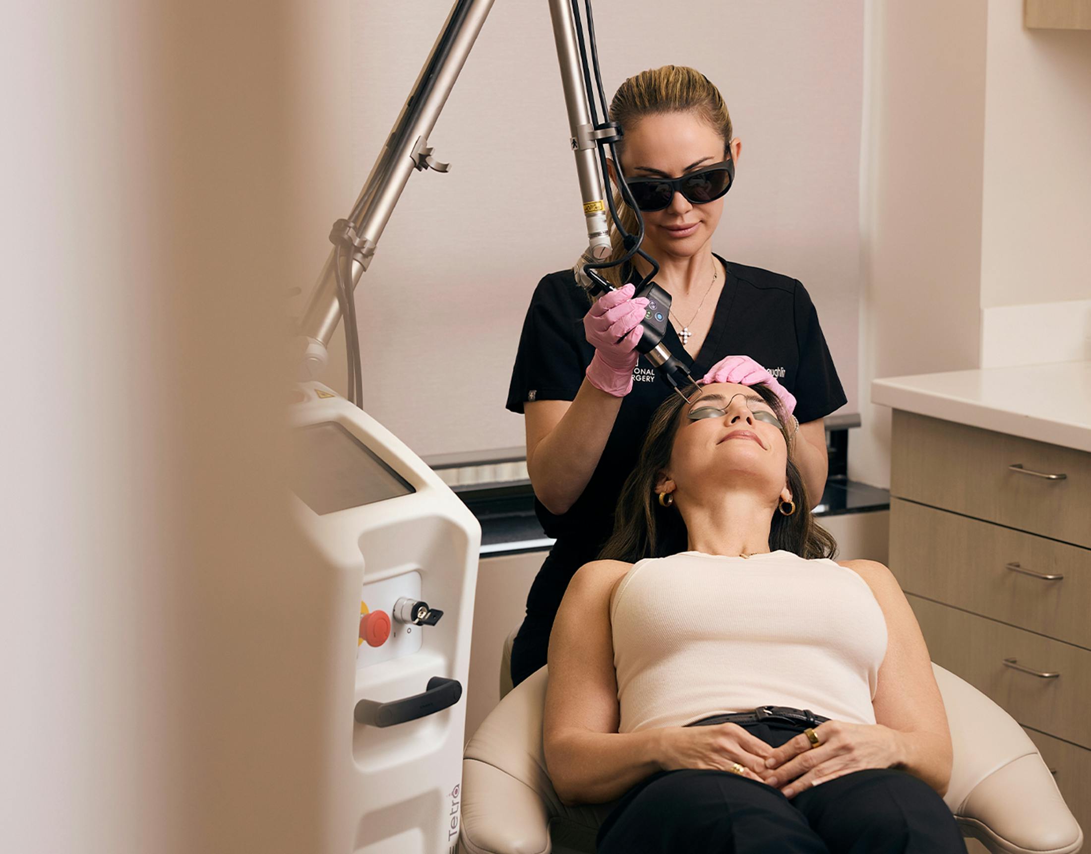 Woman getting a procedure done