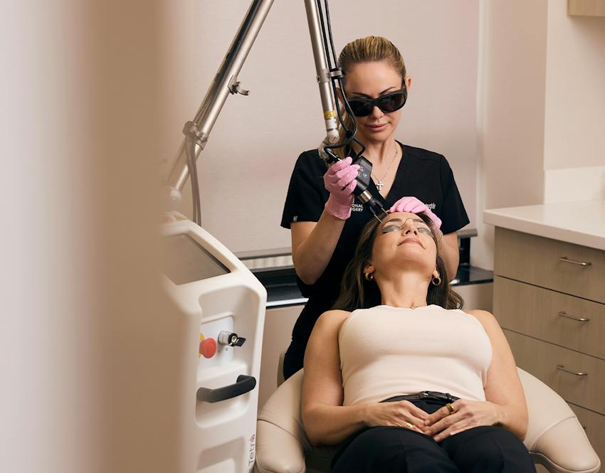 Woman getting a procedure done