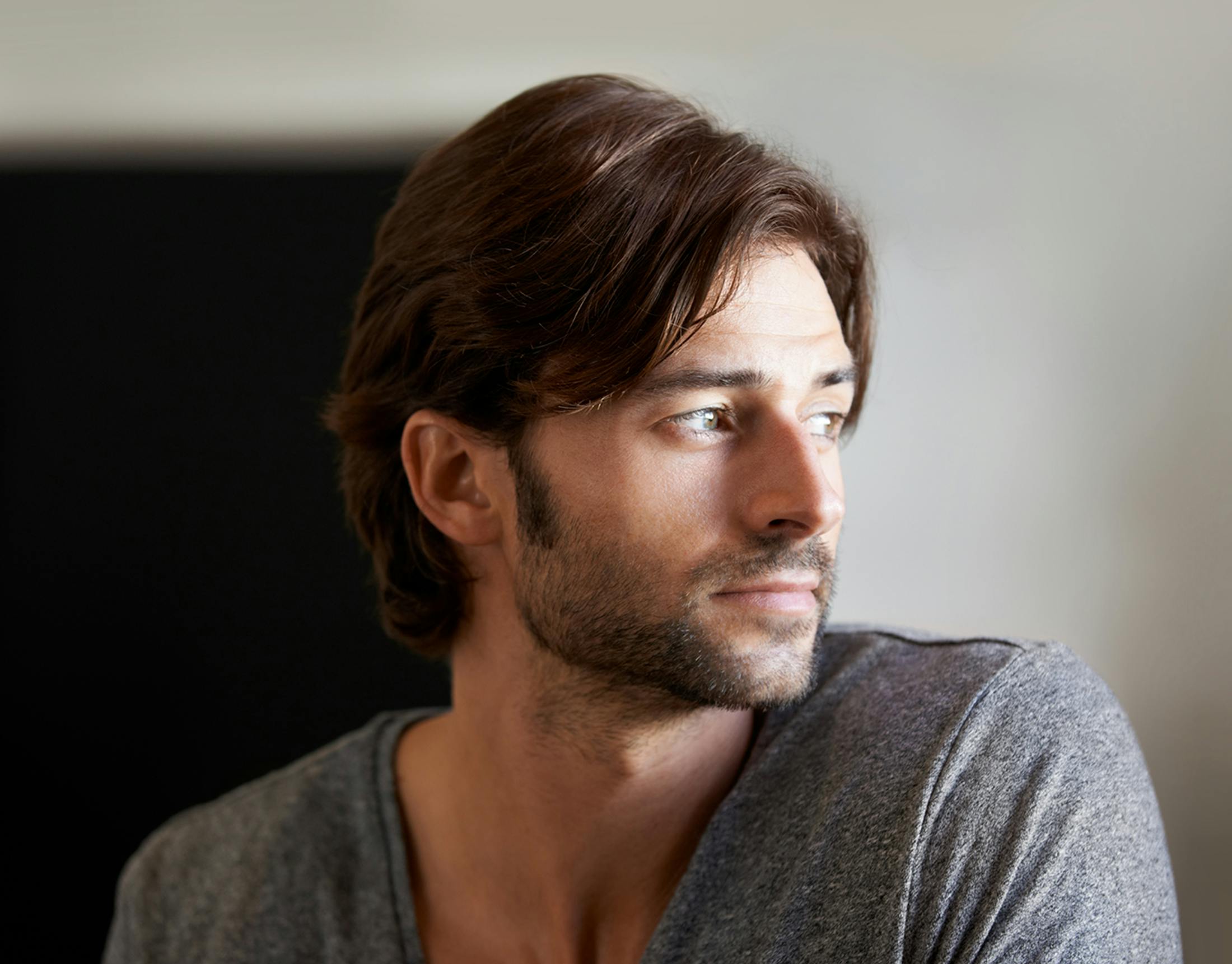 A man looking over his shoulder