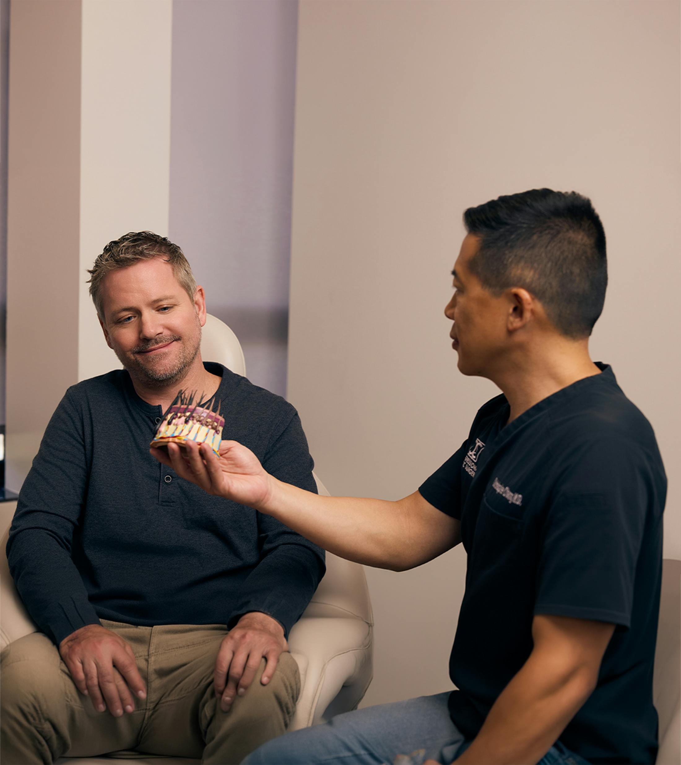 A doctor helping a patient