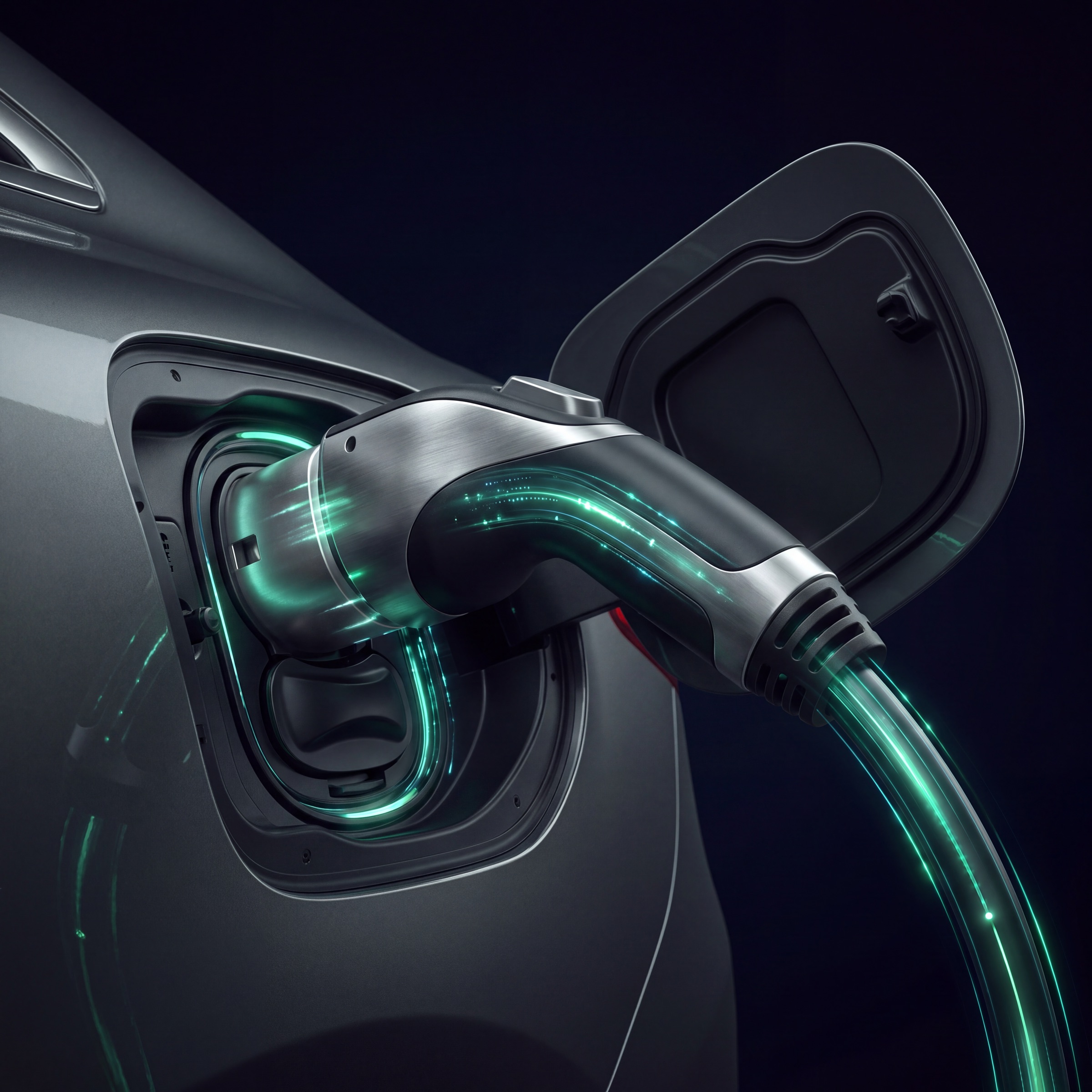 Connettore di ricarica inserito nella presa di un veicolo elettrico