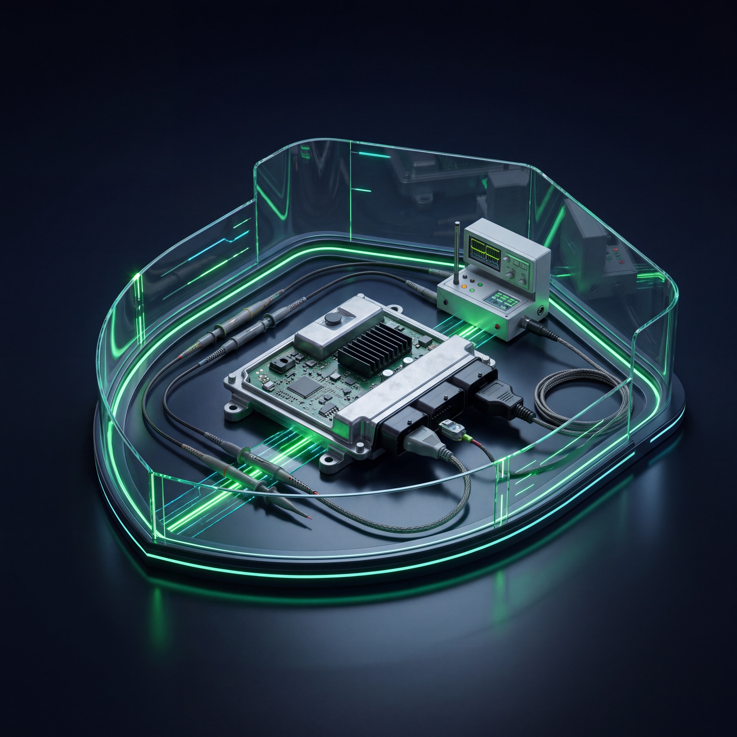 Scheda elettronica racchiusa in uno scudo luminoso