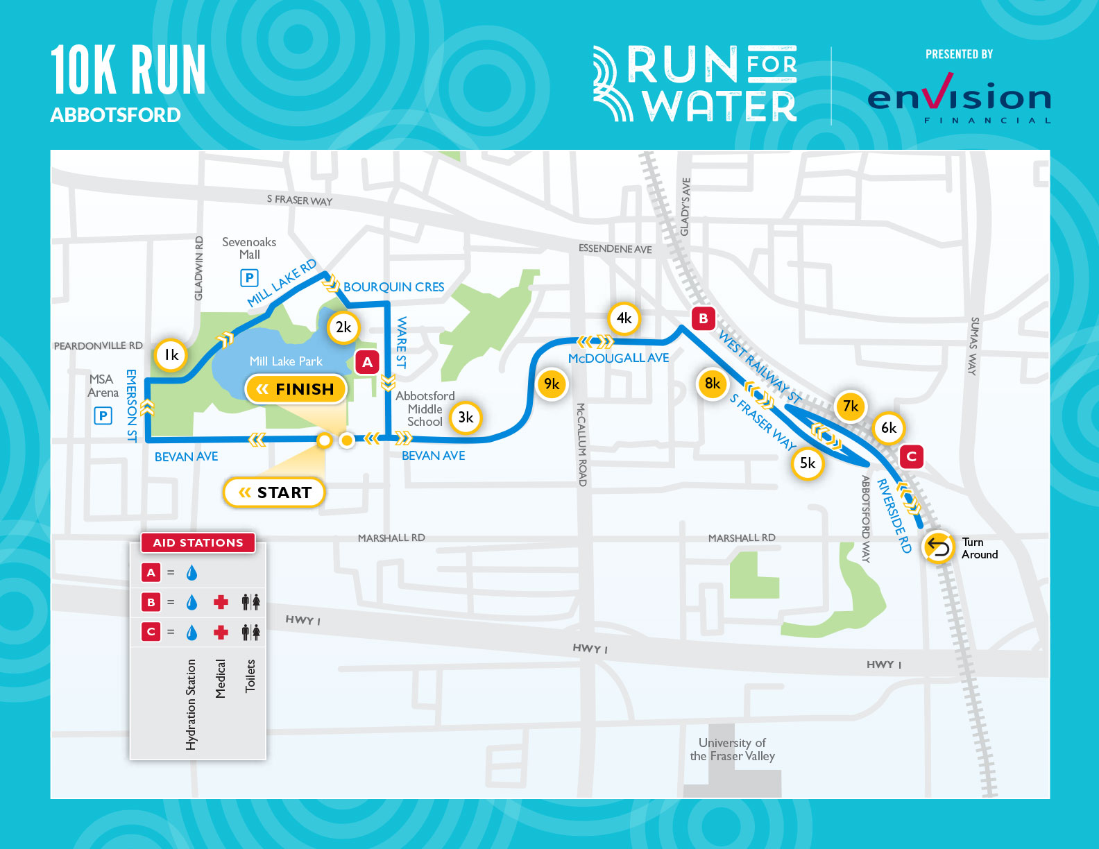 10K Run route map