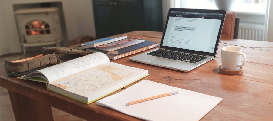 Laptop on desk at home