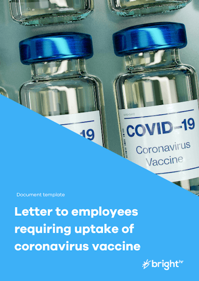 Letter to employees requiring uptake of coronavirus vaccine