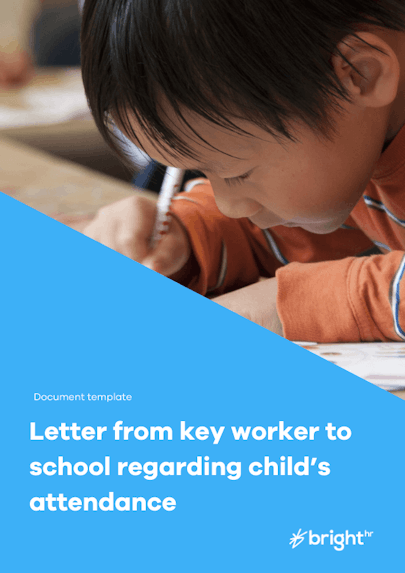 Letter from key worker to school regarding child’s attendance