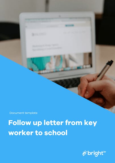 Follow up letter from key worker to school