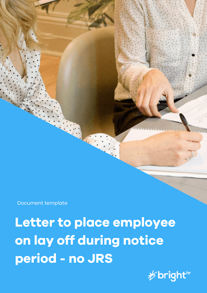 Letter to place employee on lay off during notice period - no JRS